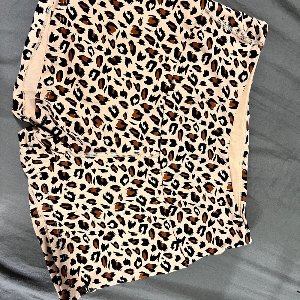 Ryderwear Beige and Black Leopard Print Shorts